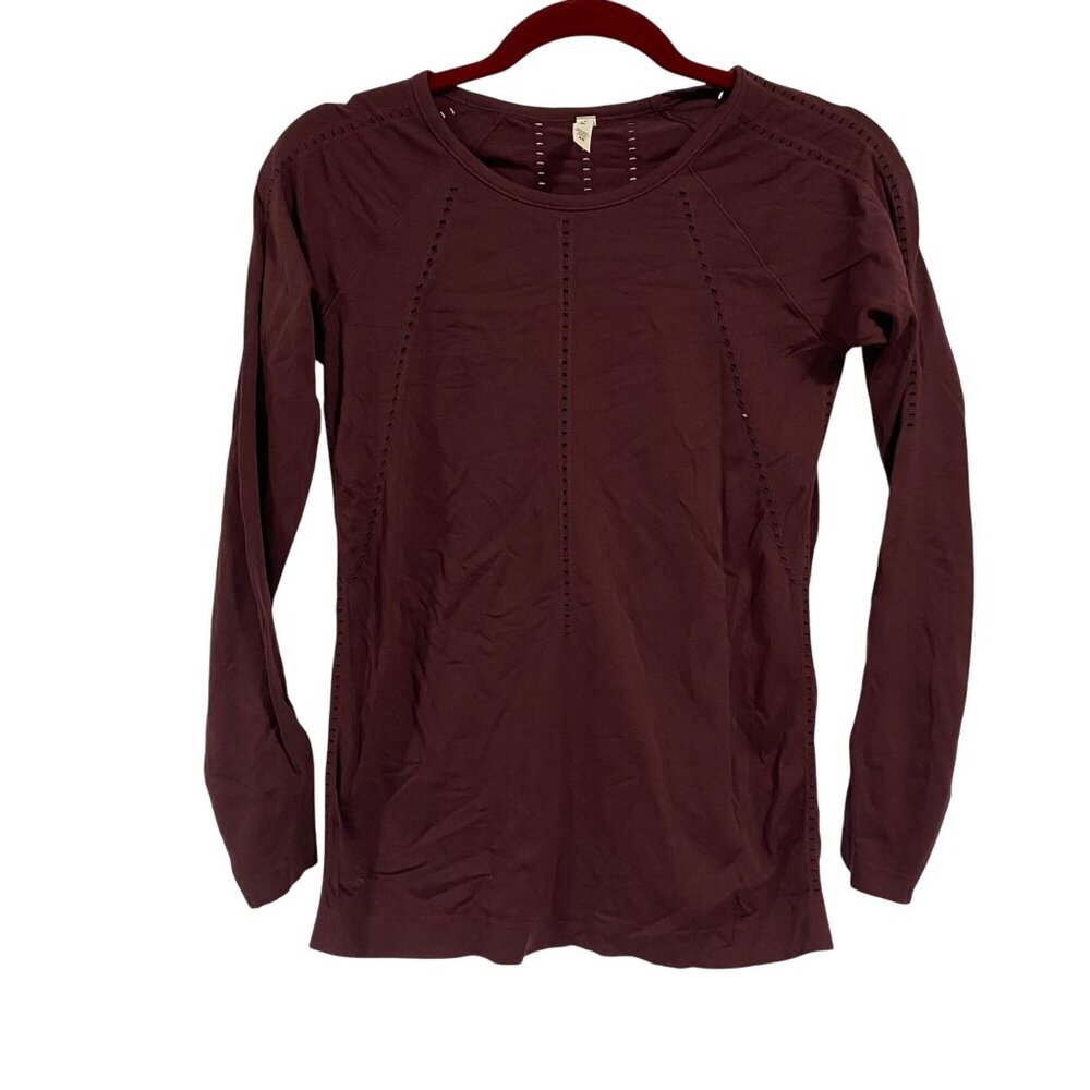 Athleta Foothill Long Sleeve Maroon Top‎ Size XS NWT
